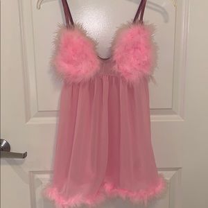 Pink Fluffy Lingerie Gown